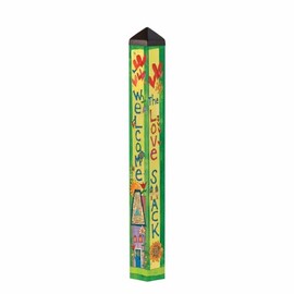Studio M Art Pole, PVC Weather Resistant Pole with Vinyl Bowl 40 inches Tall Outdoor Decoration for Gardens, Patios, Yards, Landscaping and Birding Accessories, Welcome The Love