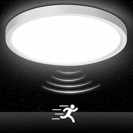 Oraymin Oraymin LED Deckenleuchte mit Radar Bewegungsmelder, 18W 1800LM 4000K Lampe mit Bewegungsmelder innen, IP44 Deckenlampe Flach fr Treppe, Balkon, Flur, Keller, Garage, Carport, ultradnn ? 23*H2.4cm