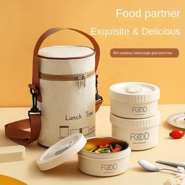 Bento Box Stackable Stainless Steel Thermal Compartment Lunch/Snack Box, 3-Tier Insulated Bento/Food Container with Lunch Bag,