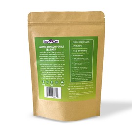 Sou Zen Jasmine Dragon Pearls | 30 Corn-Fiber Pyramid Tea Bags | Hand-Rolled Jasmine Green Tea | Non-GMO, Organic, and Preservative-Free