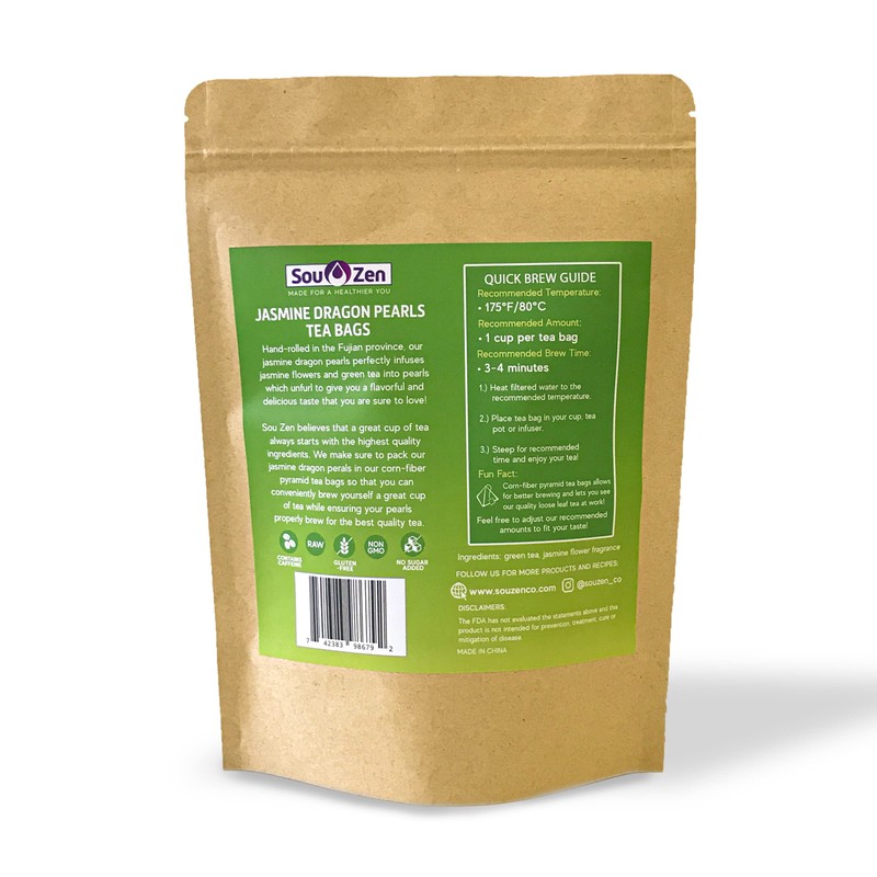 Sou Zen Jasmine Dragon Pearls | 30 Corn-Fiber Pyramid Tea