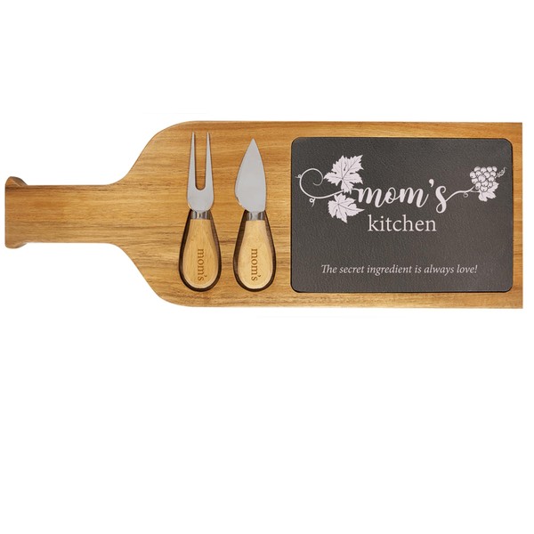 Acacia Wood Cheese Cutting & Serving Board with Slate and