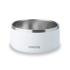 Owala Pet Bowl - Durable Stainless Steel, Food and Water Bowl for Dogs, Cats, and All Pets, Non-Slip Base, 48oz, White (Shy Marshmallow)