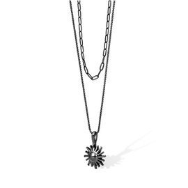 VICKWOOD Necklace Sun Necklace Women's Layering Chain 50-60 cm Long Jewellery with Sun Pendant Made of Stainless Steel Waterproof in 16k Gold Plating/Rose Gold/Black/Silver with Gift Box, Stainless