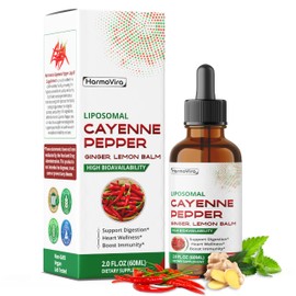 HarmoVira Liposomal Cayenne Pepper with Ginger & Lemon Balm – Advanced Formula – Supports Digestion, Heart Wellness & Boosts Immunity* – 2.0 fl. oz (60ml) – Made in The USA
