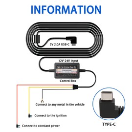Dashcam hardwire kit HK4 Acc Hardwire Kit USB-C Hard Wire Kit for 229 Plus/Pro WM1 T130 A119 mini 2 Low Voltage Protection for Parking Mode and Dashcam Supply Radar Detectors