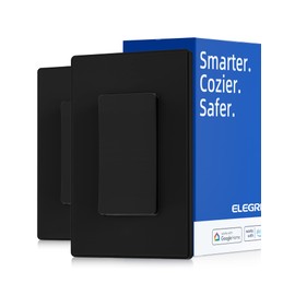 ELEGRP Smart Light Switch, 2.4GHz Wi-Fi Light Switch Compatible with Alexa & Google Assistant, Neutral Wire Required, APP Control and Timer Schedule, UL Certified, Single Pole/3 Way, Black, 2 Pack