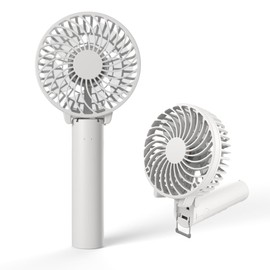 Iris Plaza Handheld Fan, Portable Fan, USB Charging, Portable, 3-Way Fan, Strap Included, Lightweight, Compact, White