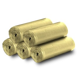5 rollos de bolsas de basura pequeñas, 4 galones desechables fuerte cocina bolsas de basura, oficina, hogar, dormitorio, jardín bolsas de plástico durables, 100pcs (oro)