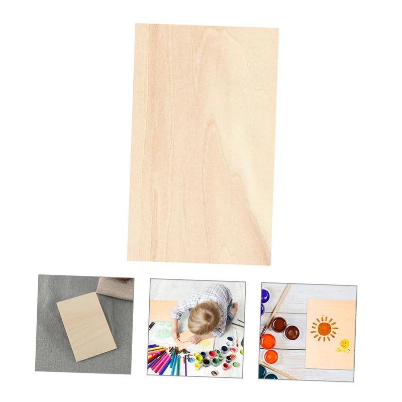 DOITOOL 10Pcs Unfinished Wooden Planks for DIY Crafts Smooth Basswood