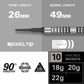 Target Darts EXO Edition 90% Tungsten Soft Tip Darts Set – EXO 10 18g – Soft Tip Dart Set, Pixel Tip Darts with Pro Grip Shafts and No.6 Flights