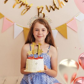 Birthday Headbands for Women Birthday Gold Color Tiaras and Crowns for Women Girls Christmas Birthday Party Decorations Happy Birthday Princess Crown Rhinestone Happy Birthday Accessories Crown