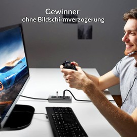 USB C Hub, High Quality SETMSPACE USB 3.0 Hub, Aluminium USB C Distributor, 4 Ports USB-C Hub, USB Hub USB C for Laptop and Tablet - Grey