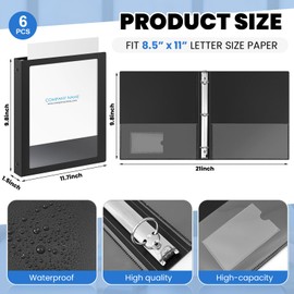 Henoyso 6 Pcs 1 Inch 3 Ring Binders, Black Placstic Cover Flexible Binders with 2 Pockets, Fit 8.5 x 11 Inch Letter Size, Holds 175 Sheets for School, Office Use, Recipe