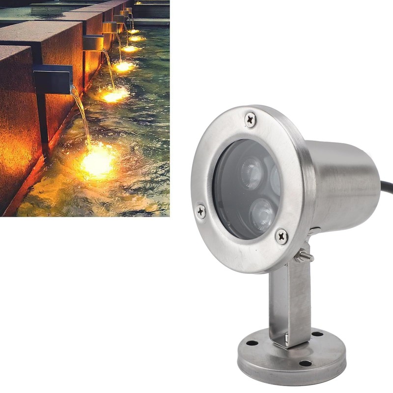 Submersible Spotlight, DC 12V LED Stainless Steel Pond Light for