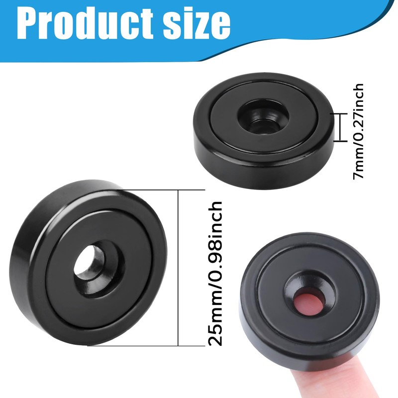 MIN CI 12Pack Black Magnets Strong 55lbs Force 25mm Neodymium