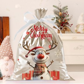 43 * 58cm Christmas Bags,DXTXTJ 4Pcs Drawstring Gift Bags,White Extra Large Xmas Gift Bags for Presents Christmas