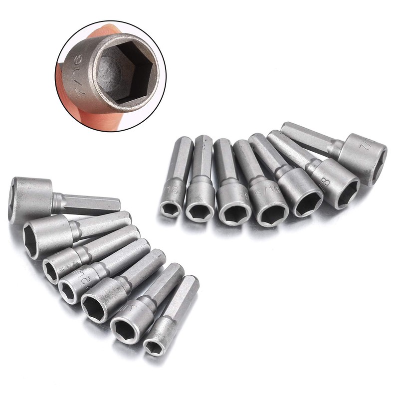 Zxglxinyao 14 Pcs Socket Nut Driver Set, Hex Drill Bits