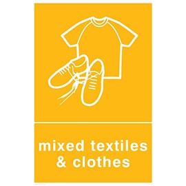 Viking Signs ij1424-a4p-3 m Recycling-Mixed Textiles and Clothing Sign, 3 mm Rigid Plastic, 300 mm H x 200 mm W