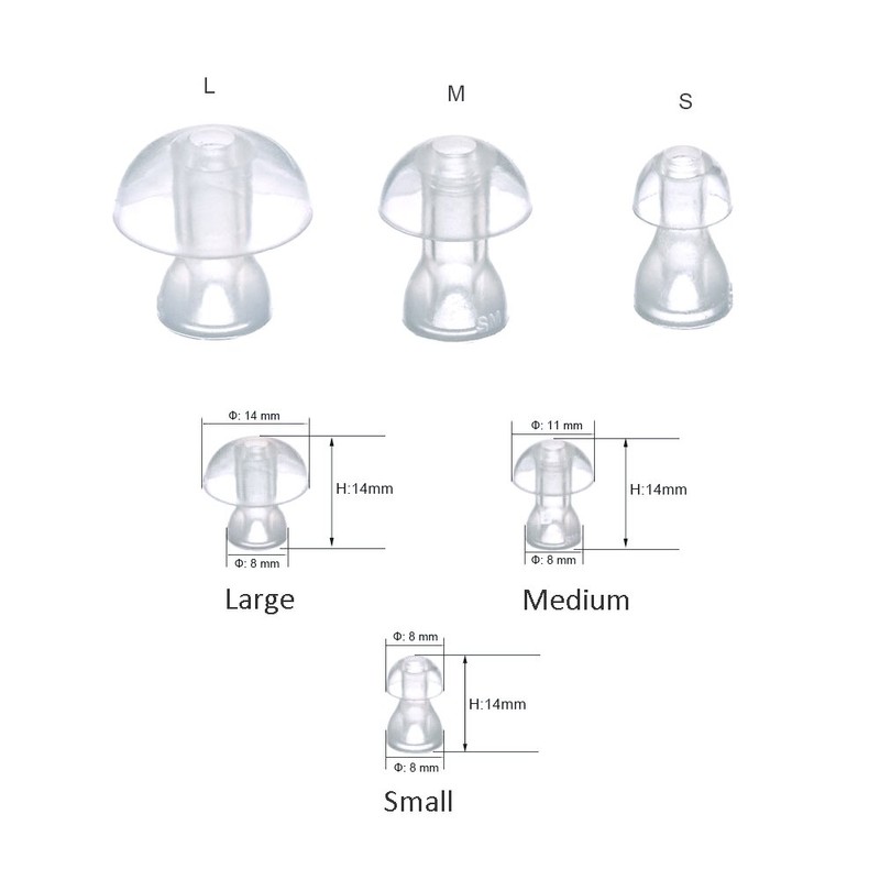 （6pcs/lot） Hearing Aid Ear Tips Silicone Earplug Domes for BTE,ITE