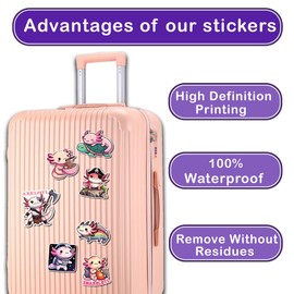 Pack 50 PCS Axolotl Stickers Bulk Cute Animal Cartoon Waterproof Vinyl Decals Decor Water Bottles Scrapbooking Journaling Laptops Phone Gifts for Kids Girls Teens Adults