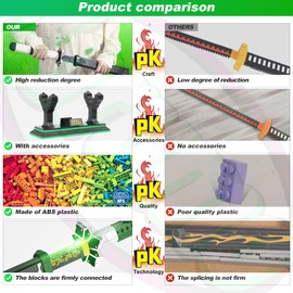 Jorumo Swords Building Sets for Adults and Kids, 39in Shinazugawa Sanemi Sword Building Block with Scabbard and Stand, Anime Building Toy Katana Gift, 788 Pcs