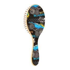 CEBUGI Boy Monster Truck Wooden Hair Brushes with Air Cushion-Scalp Massage Blood Circulation for All Hair Types
