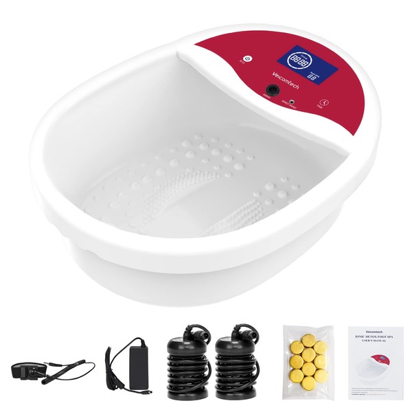 [2023 Upgrade] Ionic Foot Bath Detox Machine, Foot Detox Machine, Ionic Foot Spa Kit with 10 Ginger Tablets 2 Arrays 25 Tub Liners for Home use or Salon