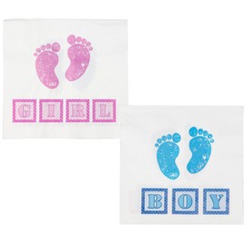 Iconikal 75-Count Gender Reveal Party Napkins, Two Sided, Boy or Girl Baby, Dinner Size