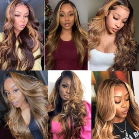 4/27 Human Hair Bundles Ombre Body Wave Bundles Healthy And Soft 12 14 16 Inch Unprocessed Remy Hair Extensions Highlight Honey Blonde for women 3pcs/set deals