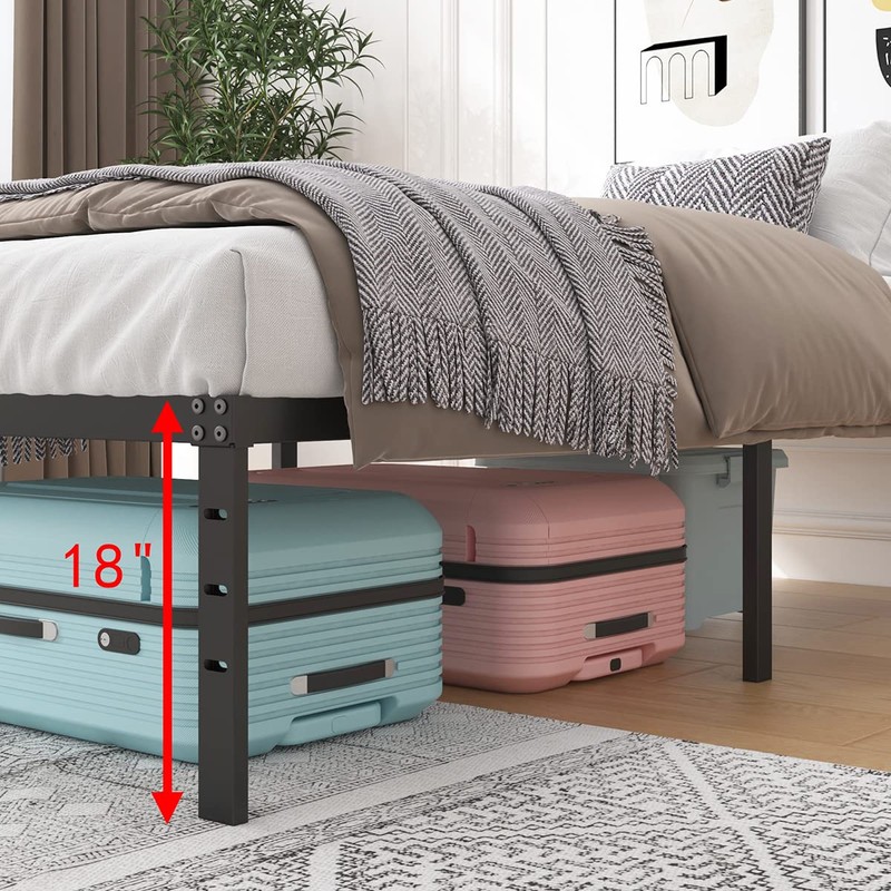 ALDRICH 18 Inch Metal King Size Bed Frame - Black