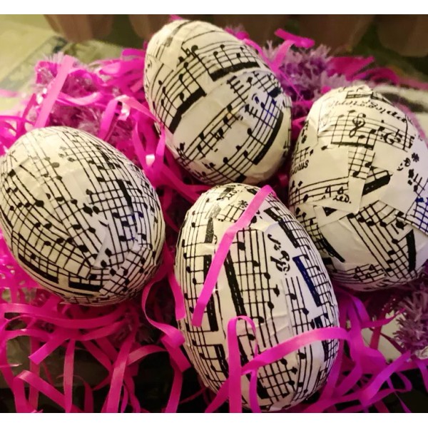 Handmade 4 Easter Eggs Handmade Unique Music Notes Eggs For