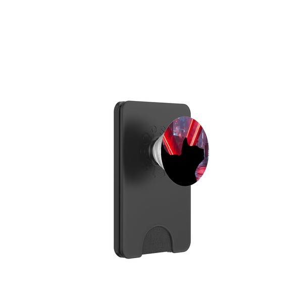 Black Kitty Cat in the City With a Heart PopSockets