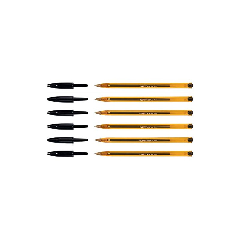 BIC Pack of 6 Crystal Fine ballpoint pens, black