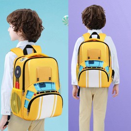 LEDAOU Toddler Kids Backpack for Boys Girls Preschool Kindergarten School Backpack Bookbag School Bag with Chest Strap (Bus Yellow)