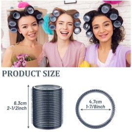 Acejoz Hair Rollers, 12Pcs Large Self Grip Hair Rollers with 12Pcs Stainless Steel Duckbill Clips, for Long Medium Thick Hair Volume (Navy Blue)