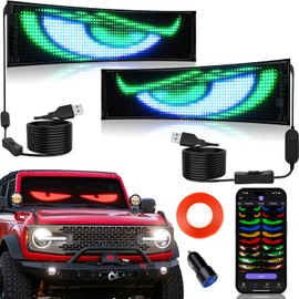VDIKKS 2PCS Synchronized Devil Eyes Light for Cars, 14.6”X3.6” Flex LED Display Screen DIY Text Animation Programmable LED Scrolling Sign for Car Windshields