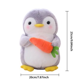 9.8 inch Penguin Plush Toy, Cute Penguin Plush Stuffed Animal Plush Doll Christmas Birthday Gift, Kawaii Plush Penguin Doll Hugging Pillow Penguin Stuff Plush Doll Plushies Throw Pillow (Carrot)