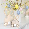 Ouvibor 2 Pcs Easter Wood Bunny Table Decor, Wood Bean
