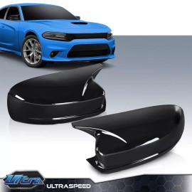 PIT66 Fit For 2015-23 Dodge Charger SRT Horn Style Side Mirror Covers Shell Cap Black