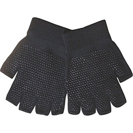 Youths Black Super Soft Magic Gripper Fingerless Thermal Winter Gloves