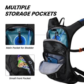 Nepest Hydration Pack Backpack for Women & Men, Lightweight Water Backpack with 2L Water Bladder for Hiking Cycling Running Biking, Dark Gray