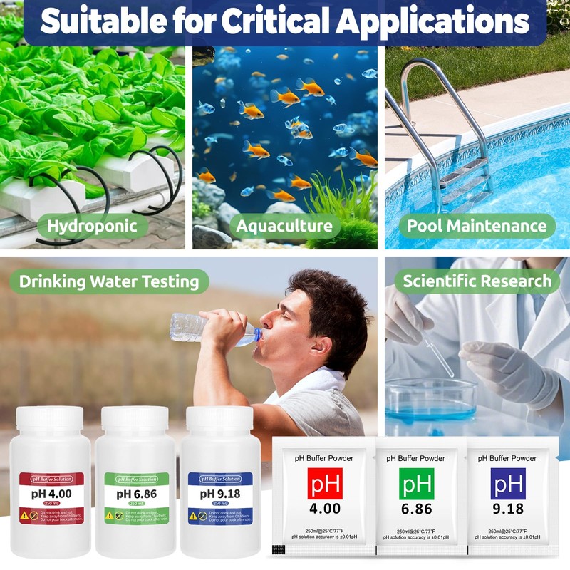 CIZTADA 15 Pack pH Calibration Buffer Powder with 3 Bottles,