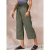 ECUPPER Women's Linen Blend Cropped/Capri Pants Wide Leg Casual Elastic