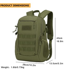 ZHIERNA Backpacks for Tactical Bicycle Hiking Walking Climbing Mountaineering Cycling Backpack Molle School Bag Daypack School Backpack Plain Bag Laptop Bag for Outdoor Sports, Green