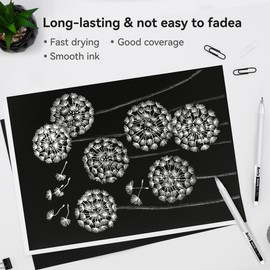 Arrtx White Gel Pen set, 1mm Gelly Roll Gel Ink Pen for Black Paper,Sketching,Drawing, Sketching, Writing, adult coloring books,Illustration, Taking Notes,White Ink Pen Highlight Fine liner (3 pack)