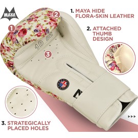 RDX Women Boxing Gloves for Training Muay Thai Maya Hide Leather Ladies Mitts, Kickboxing, Sparring Glove for Punch Bag, Focus Pads and Double End Ball Punching