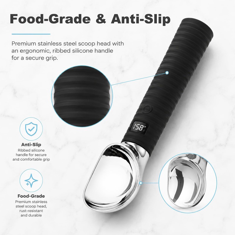 Dual Temperature Heated Ice Cream Scoop - 131/158°F for Ice