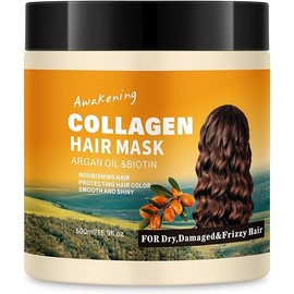 Collagen Hair Mask & Treatment – Deep Conditioner for Dry, Damaged, Frizzy, or Curly Hair – Repairing & Hydrating Care with Biotin, Argan Oil & Collagen – Paraben-Free, 16.9 Fl Oz