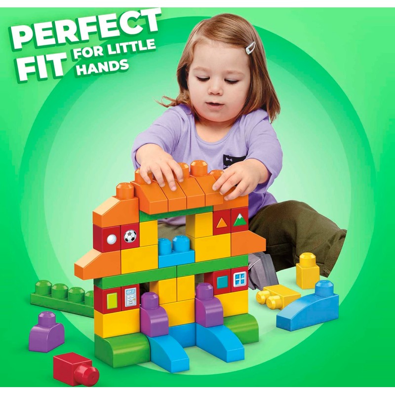 MEGA BLOKS 150 Toddlers Blocks Learning Toy Building Set, Let's